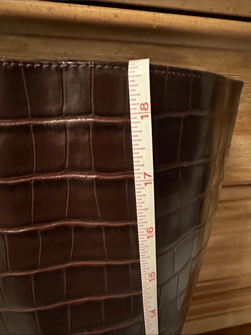 Guess Croc-Embossed Over-the-Knee Boots in Dark Brown